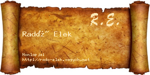 Radó Elek névjegykártya